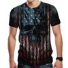 Summer Round Neck 3D American Flag Skull Graphic Print Top Fashionable Casual Short Sleeved Men's T-shirts