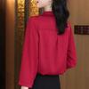 Fashion Classic Solid Color Single-breasted Blouse Women Long Sleeve Temperament Scarf Collar Slim Office All-match Lady Shirt