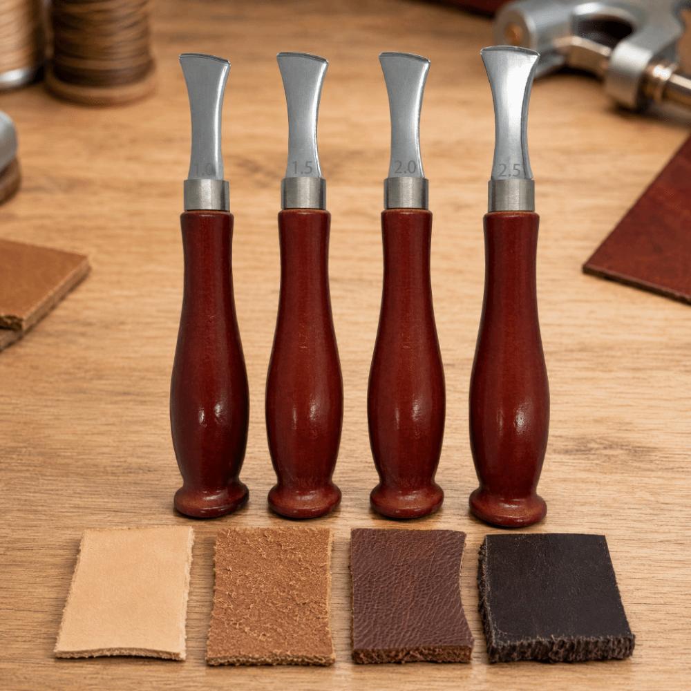 4pcs 4 Sizes Creaser Wide Mouth Beveler Precision Beveler Leather Edgers DIY Leather Craft