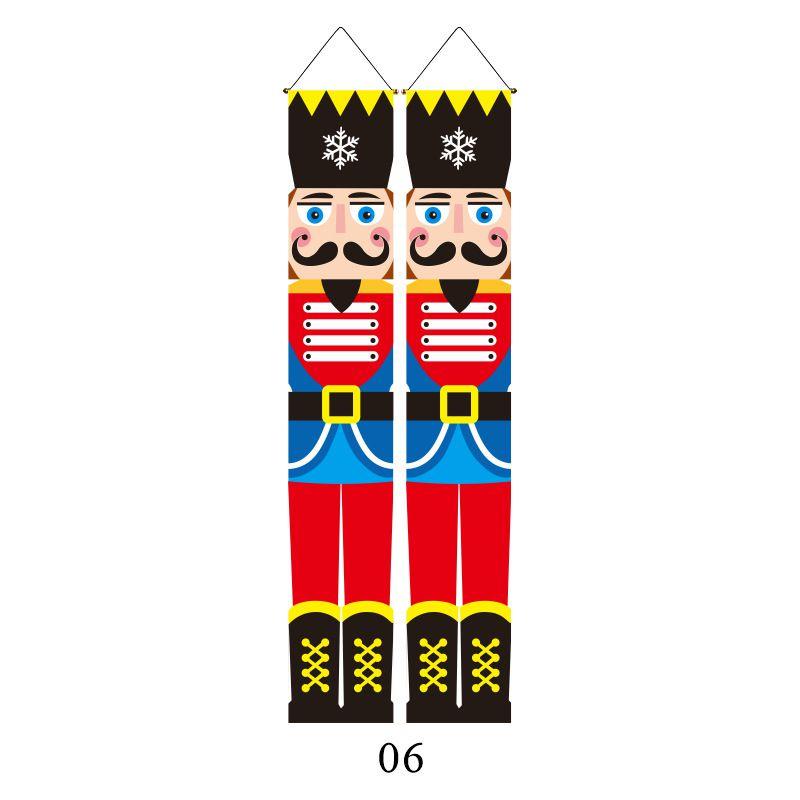 Festive Nutcracker Christmas Decoration Hanging Door Banner Soldier Character Porch Sign