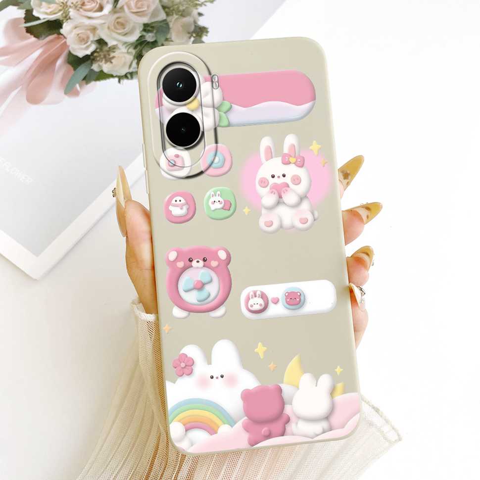 Silicone Case For Xiaomi Poco M7 4G Case Cute Cat Flowers Soft Slim Phone Cases For Xiaomi Poco M7 PocoM7 4G Cover Bumper