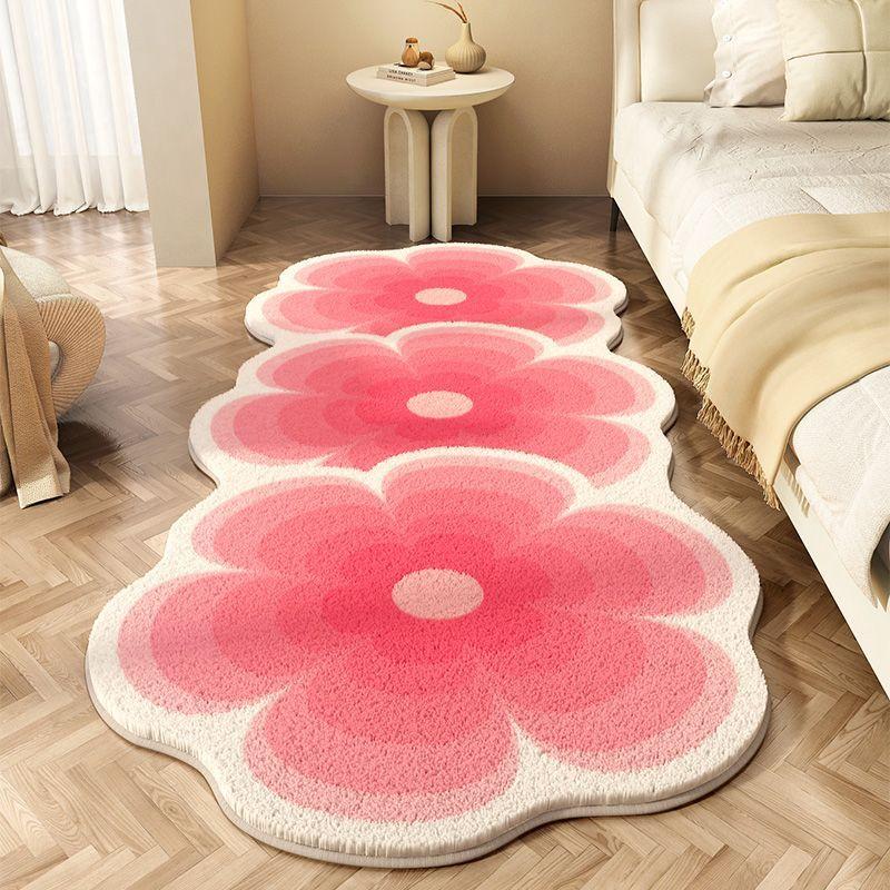Flower Cycle Bedside Plush Floor Mat Fluffy Soft Carpets for Living Room Modern Nordic Bedroom Decor Carpet Thick Anti-slip Rug