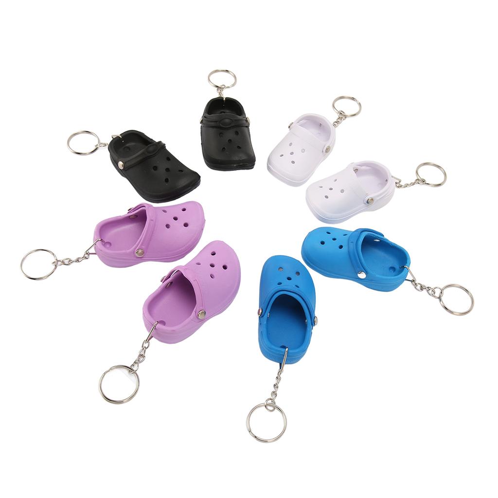 8Pcs Slipper Keychain Assorted Colors Soft Silicone Simple Stylish Hole Shoes Keychain for Backpack Clothes Decoration