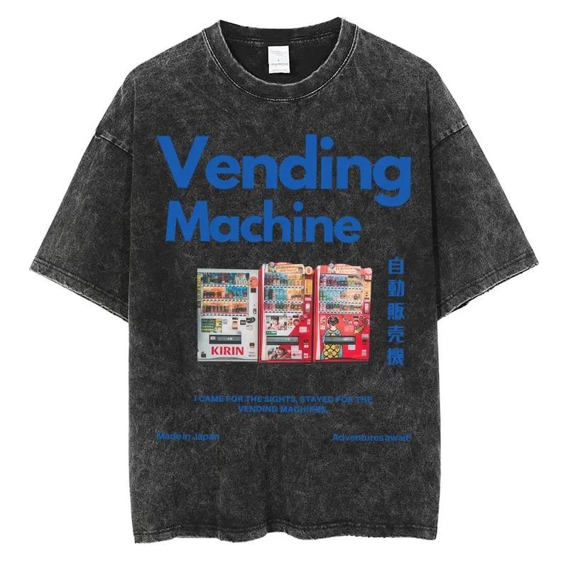 Vintage Osaka Japan Graphic T Shirt Men Washed Cotton Retro City Landmark Print Tee Harajuku Style Summer Top Streetwear