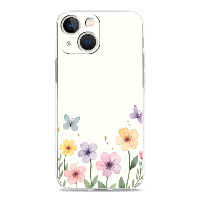 Чехол для телефона iPhone 17 Чехлы iPhone Air 16 15 12 13 14 Pro Max 7 8 Plus 16Pro iPhone11 Прозрачный Мягкий Чехол Элегантный Цветок