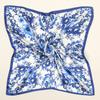 Satin Silk Square Scarf Hijabs Blue And White Blendent Printed Muslim Hijab Bandana Soft Head Scarf Female Headband