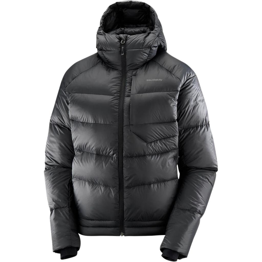 Salomon Solid Color Hooded Zipper Long Sleeve Down Jacket Women outerwear Black LC2360700