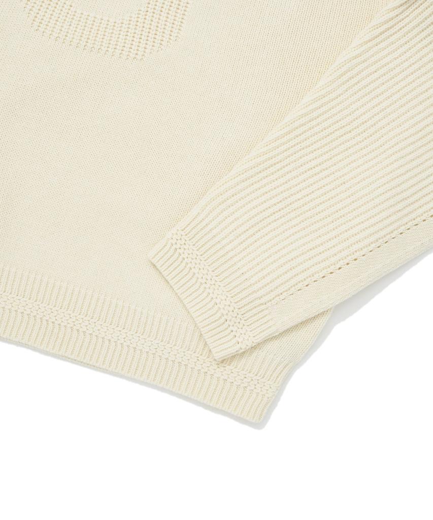 COVERNAT Big C Logo Texture Mix Crew Neck Knit Ivory