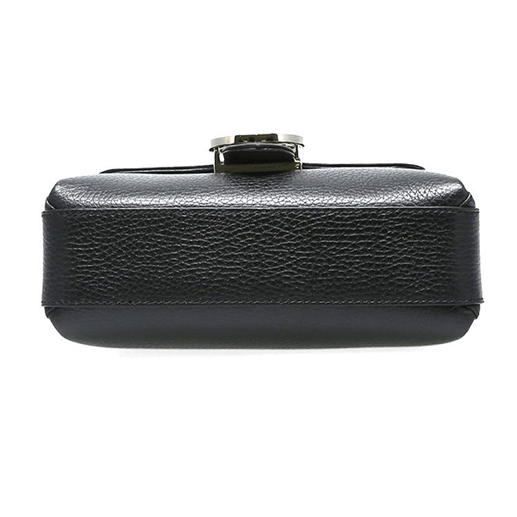 Gucci Double G Buckle Chain Litchi Grain Leather Messenger Accordion Shoulder Crossbody Mini Bag Women bags Black 607720-CAO0G-1000