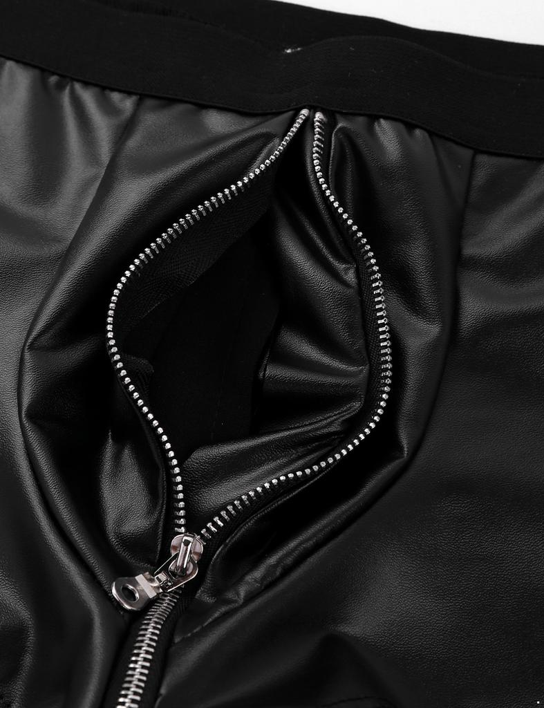 Men's Sexy Underwear Panties Faux Leather Underpants Male's Bulge Pouch Low Rise Boxer Briefs Shorts