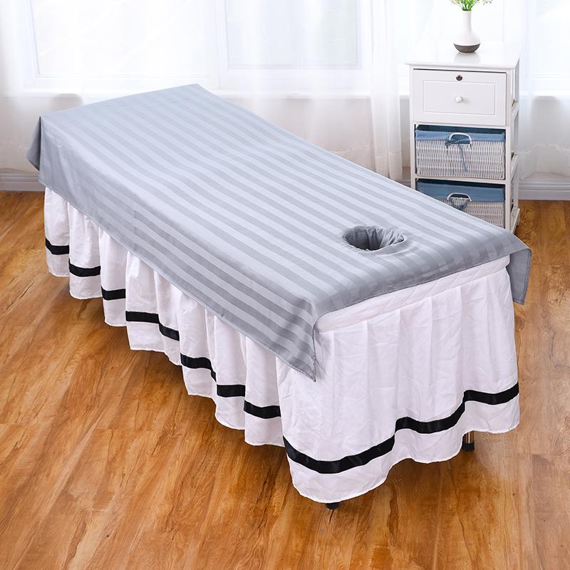 Wrinkle-Resistant Quick-Dry White Massage Bed Sheet with Face Hole - Mercerized Cotton, Washable for Beauty Salons