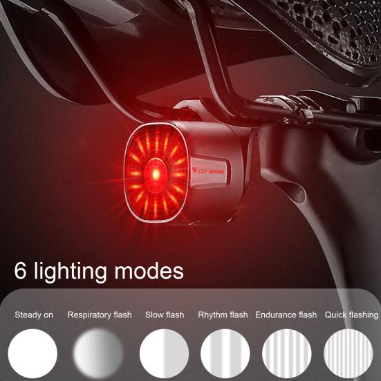 Rechargeable Simple Installation Smart Automatic LED Brake Detection Cycling Bike Tail