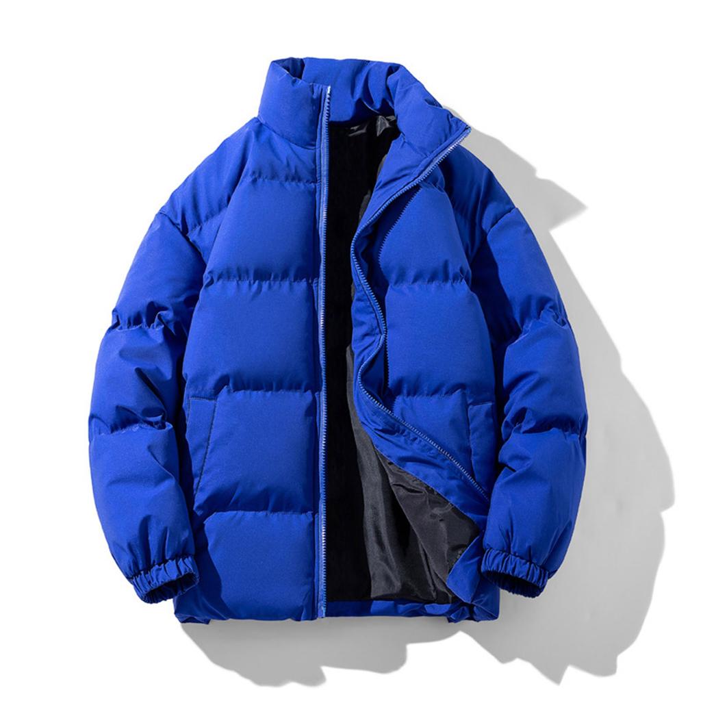 Winter  Solid Color Stand Collar Loose Thickened Cotton Jacket Casual Cotton Coat