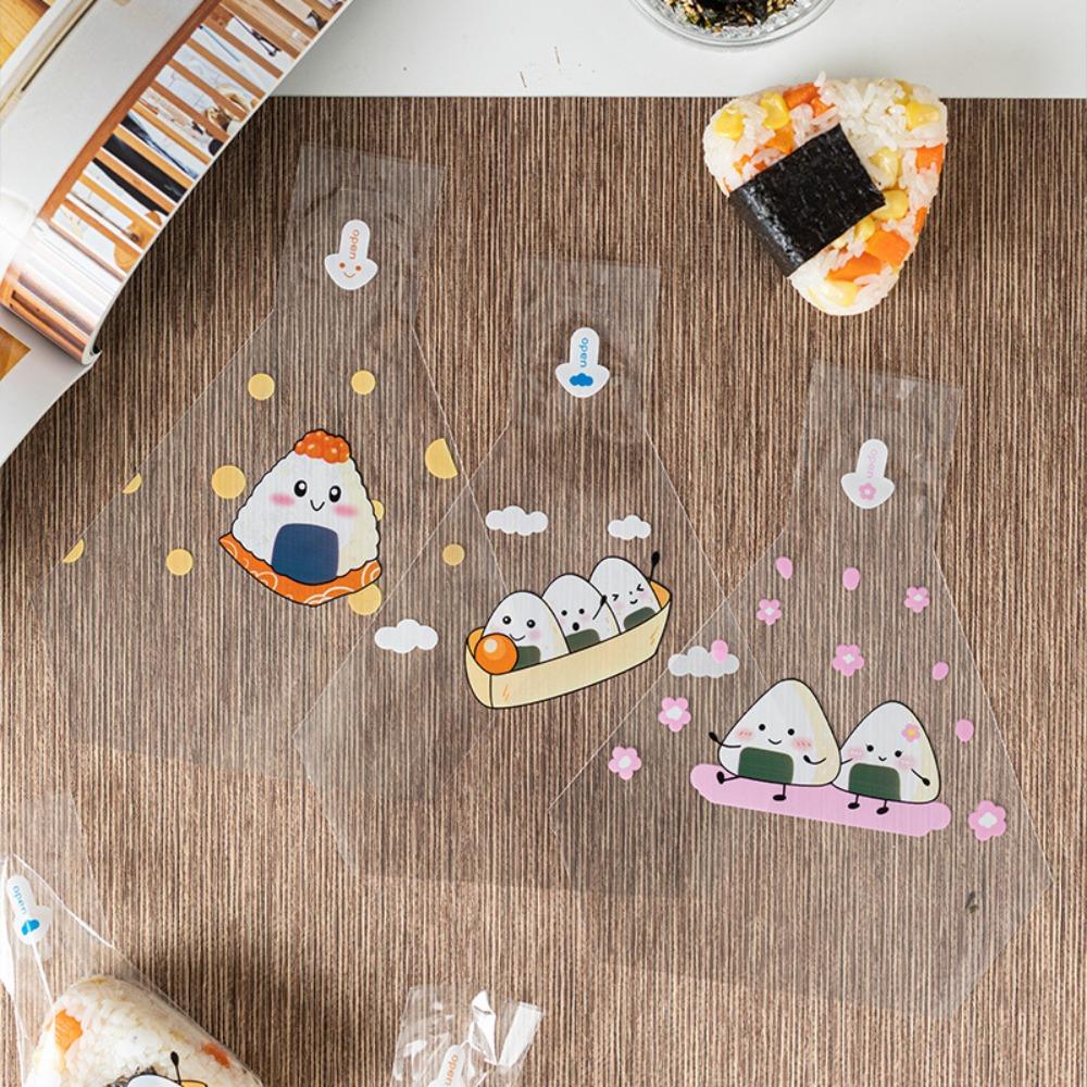 100Pcs Disposable Rice Ball Wrapper Cartoon Pattern Sushi Bag Business