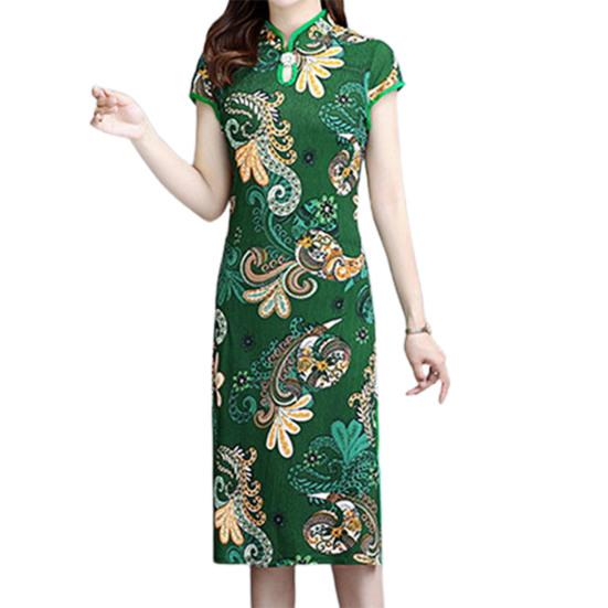 Леди Cheongsam в китайском стиле, винтажный воротник-стойка с высоким разрезом, летнее Ципао для сценического шоу