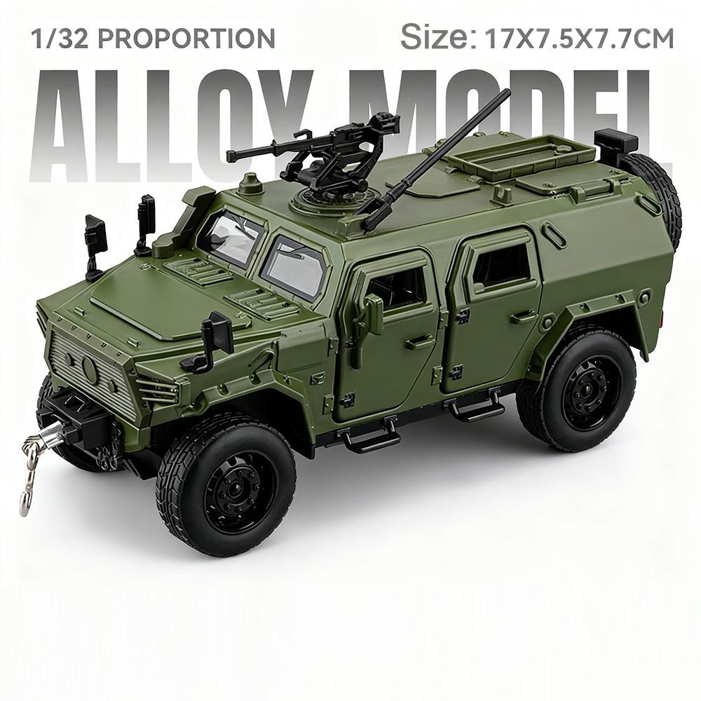 1:32 Scale Dongfeng Mengshi Sabertooth Military Car Model Toy Alloy Diecast Shock Absorption Off-road Vehicles Gifts for Kids