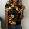 Смелый леопардовый принт золотой цветок женская футболка повседневная модная свободная удобная черная с коротким рукавом