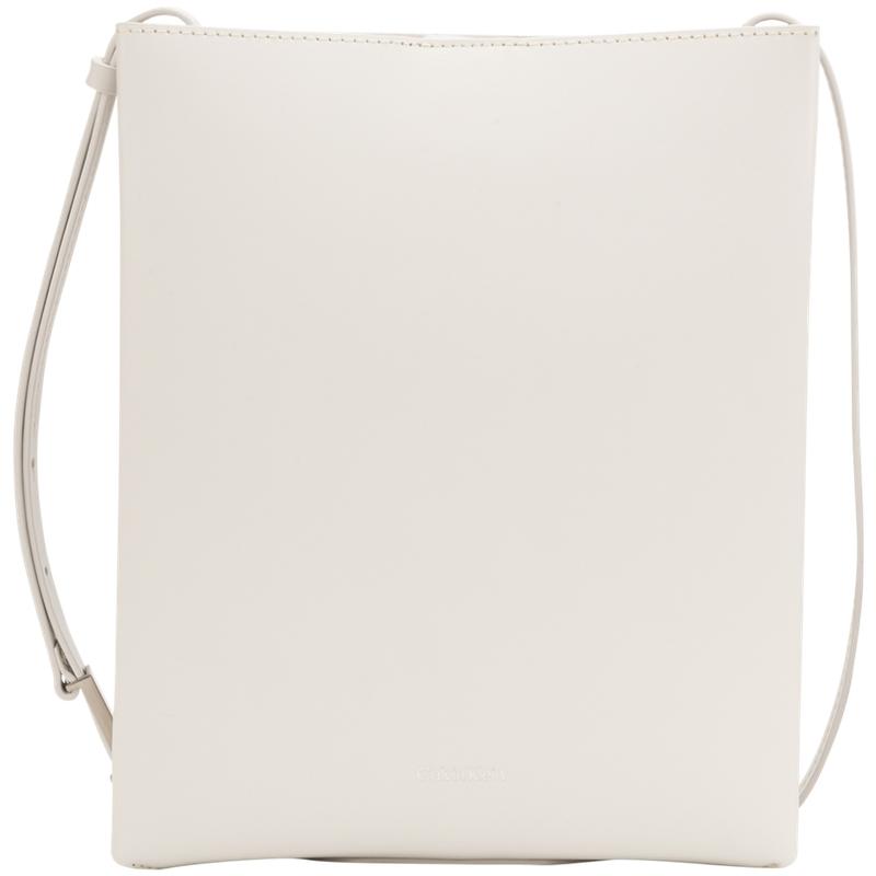 Calvin Klein Simple White Summer Series Casual Commuter Letter Print Leather Shoulder Bag Women bags Milk-White DH3772-67U