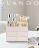 Vlando Makeup Box Большая вместимость 3-х уровневый ящик для хранения косметики для ухода за кожей Хранение кистей для макияжа Косметическая коробка Подарок на день рождения для женщин Товары,