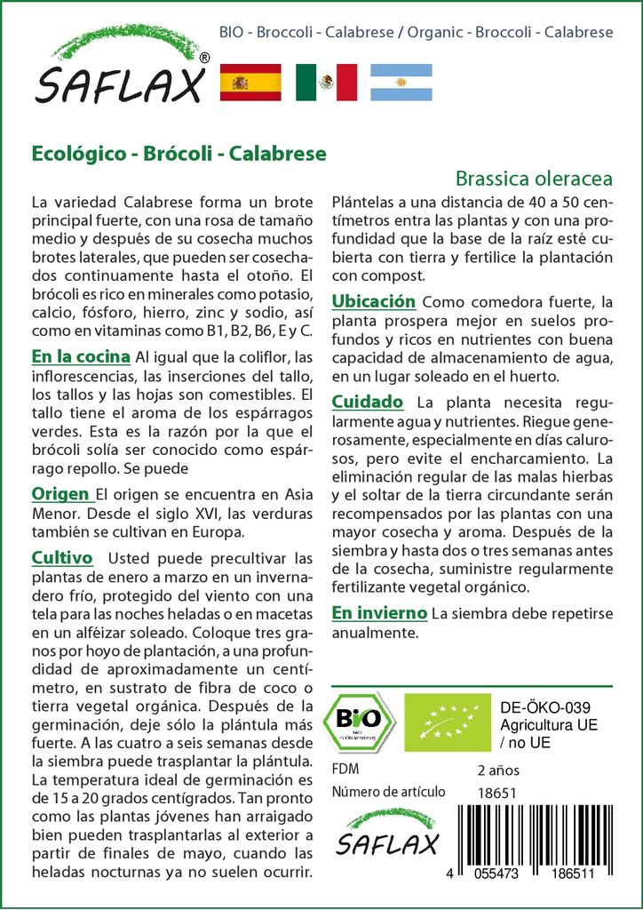 SAFLAX Garden in the Bag - Органический - Брокколи - Калабрезе - 100 семян - С субстратом в подходящем пакете-стойке - Brassica oleracea