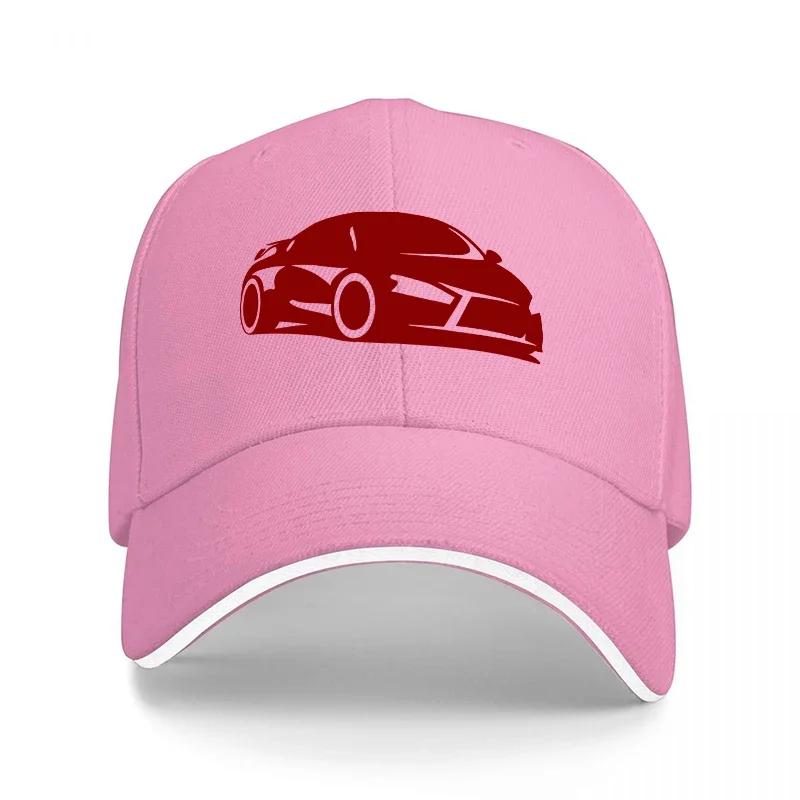 Red Sports Car Logo Black Baseball Cap with White Trim Classic Adjustable Fit for Automotive Enthusiasts and Streetwear Fans