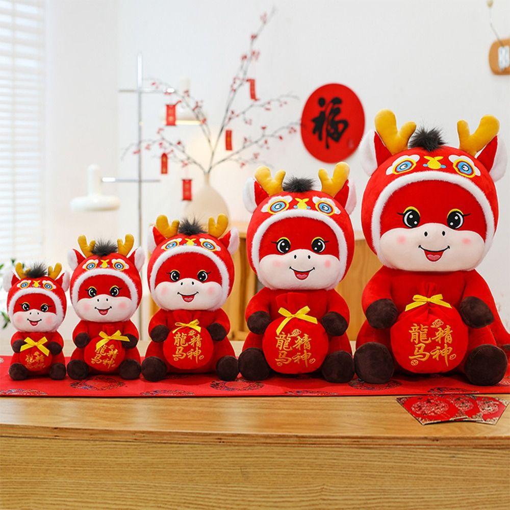Traditional Auspicious Chinese Horse Mascot 2026 Red Lucky Zodiac Horse Toy Festival Gift