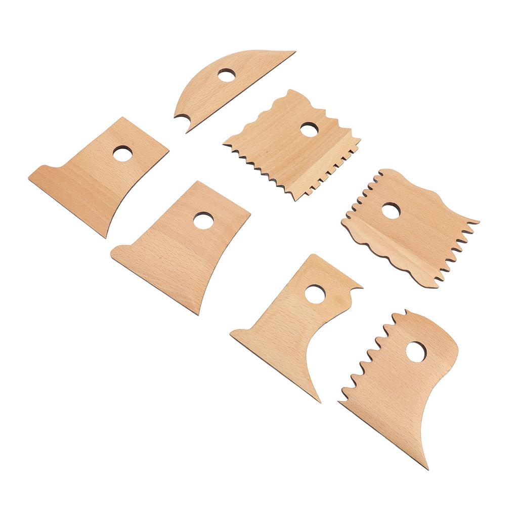 7Pcs Pottery Clay Foot Shaper Beech Wood Trimming Tools Ceramic Supplies for Carving Molding S
