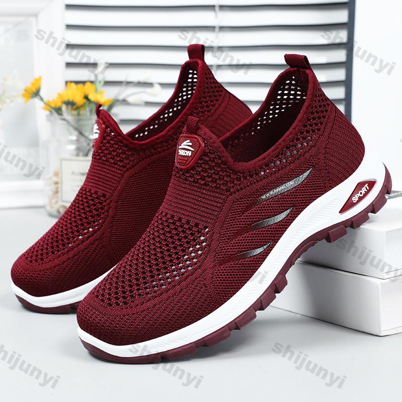 Fashion Women Casual Shoes Summer Fly Weave Mesh Breathable Soft Sole Sneakers Fashion Slip on Lightweight Comfortable Vulcanized Shoes
