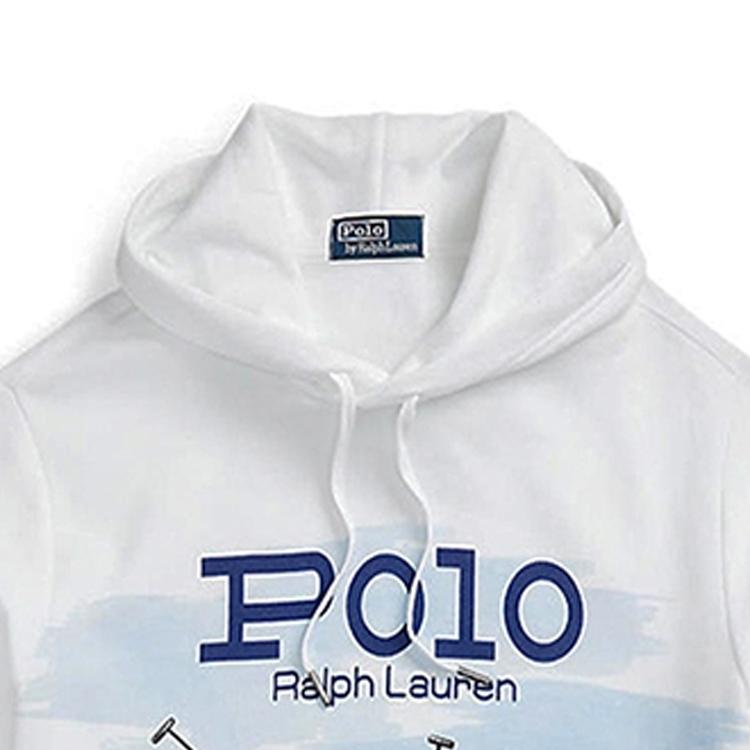 Polo Ralph Lauren Логотип Буквы Персонажа Принт Капюшон Флис Длинный Рукав Толстовка Мужская Толстовка Белый 710836746-002