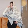 Autumn and Winter Wool Blended Jacquard Shawl New Cashew Flower Double-sided Imitation Cashmere Large Square Scarf Warm and Thickened Scarf