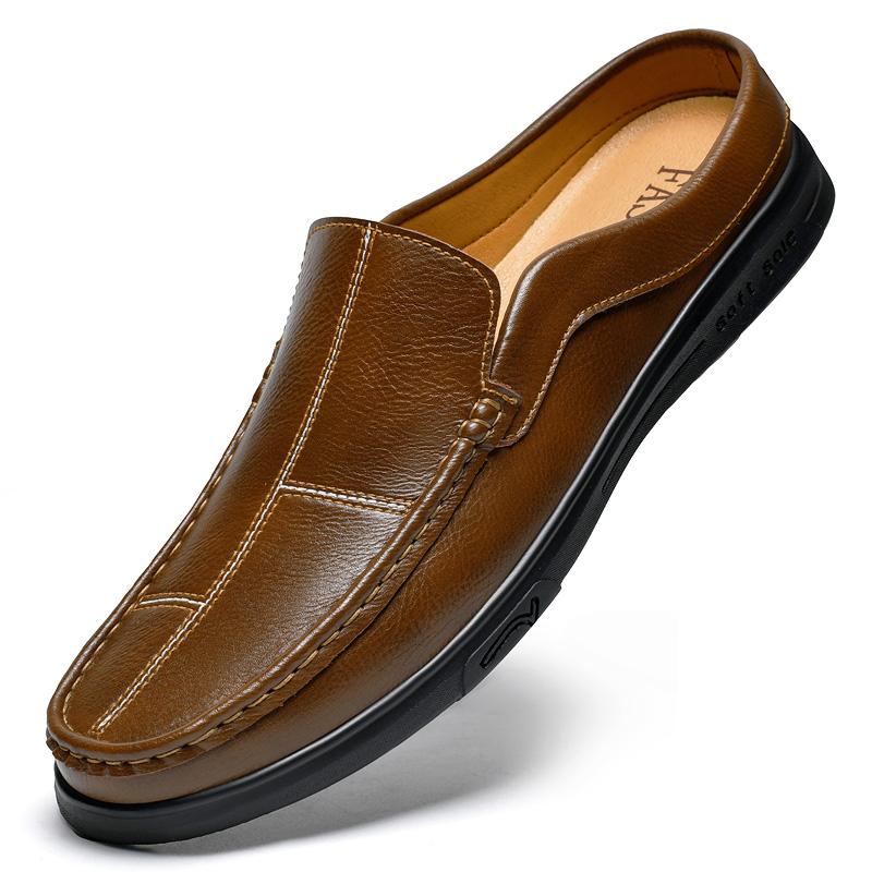 Mens Muller Shoes Four Season New Anti Slip Business Loafers Fashion Comfort Casual Slip on Flats Soft Soled Half Drag Slippers