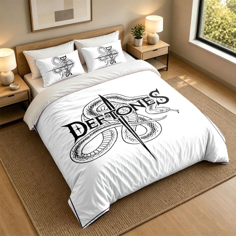 3Pcs Bedding SetDeftones Soft Bed Sheet and Two Pillowcases Home Bedroom Decor