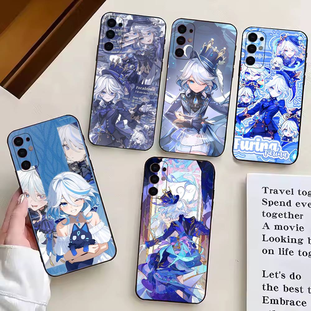 Чехол для телефона Genshin Impact F-Furina для Samsung S25, S24, S21, S22, S23, S30, Ultra, S20, Plus, Fe, Мягкий силиконовый черный чехол