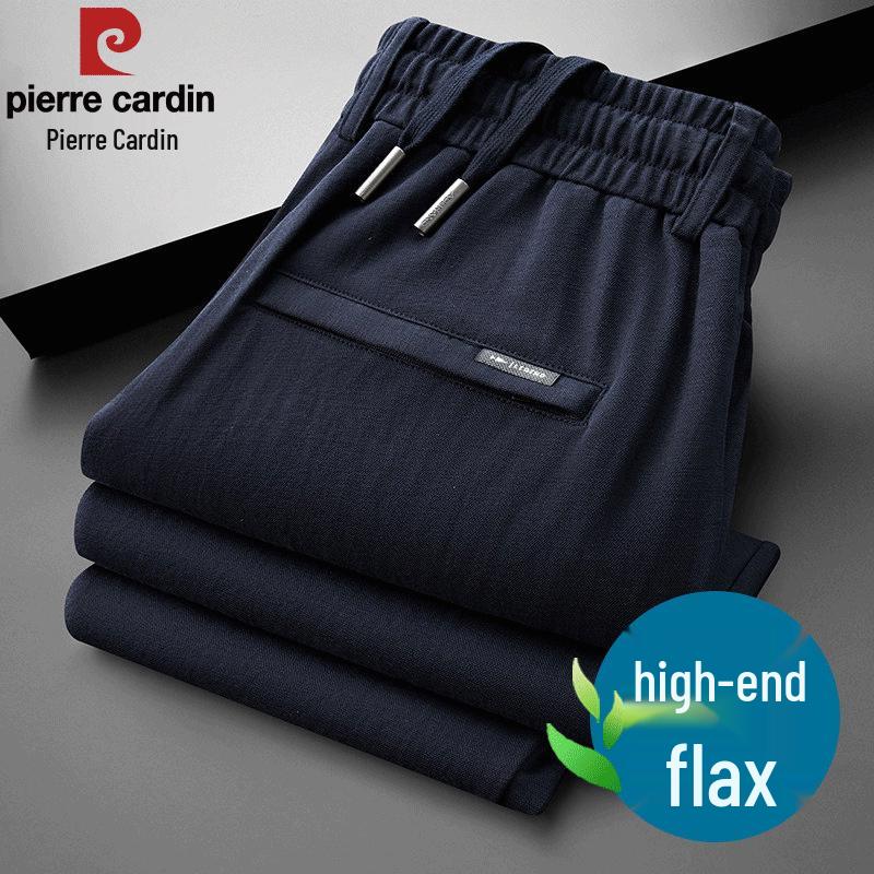 Pierre Cardin Мужские летние легкие брюки прямого кроя из смесовой льняной ткани