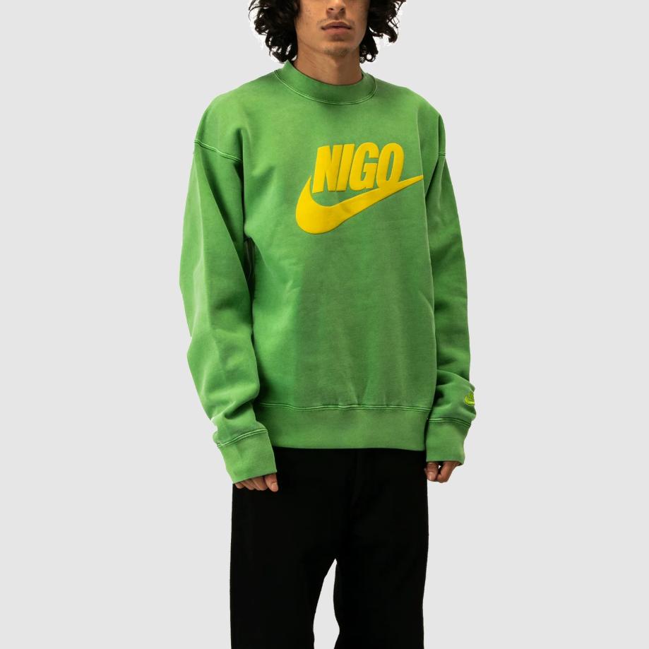 Nike Флисовая толстовка X Nigo NRG Crew, зеленая, унисекс, уличная, FV5941-310