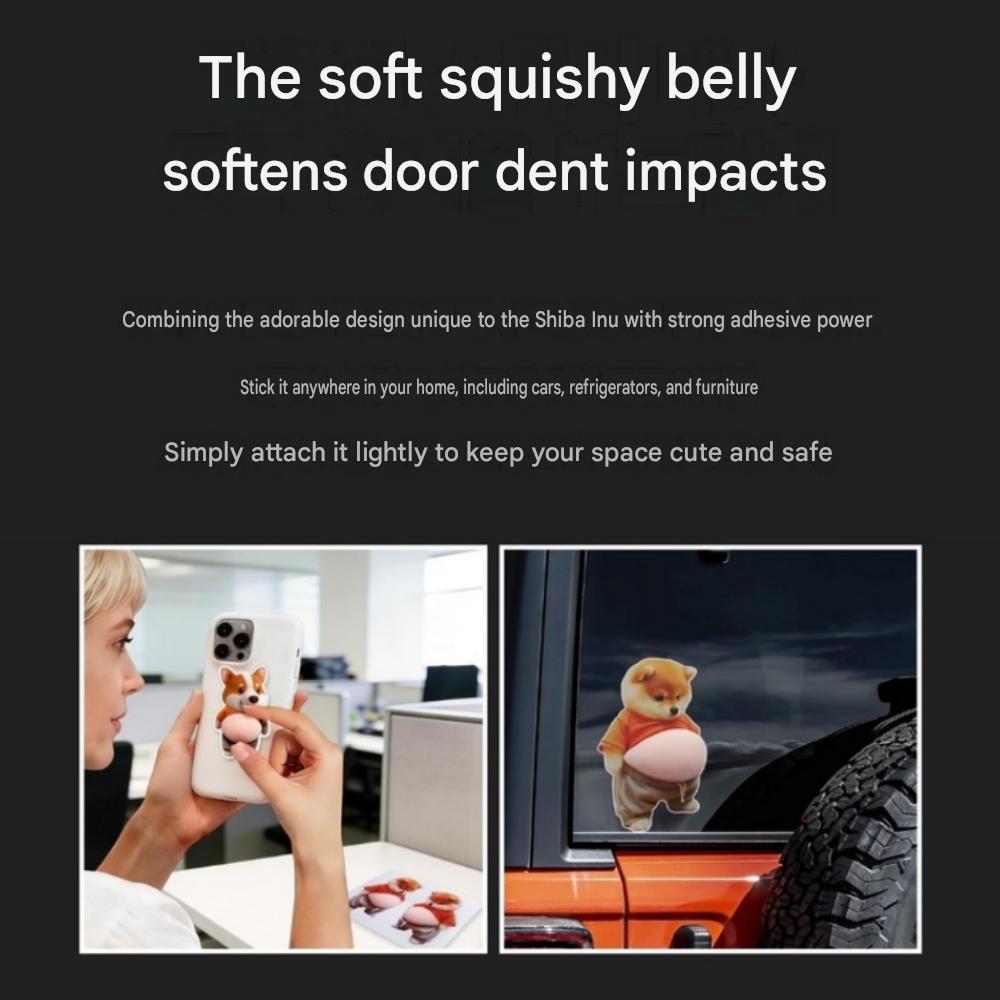 Car & Door Protection Damage Prevention Soft Belly Shiba Inu Stickers, 4 Pieces