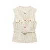 Autumn and Winter New Fashion Slim fit round Neck Sleeveless With Belt Beads Decoration Breasted Texture Vest 9298725