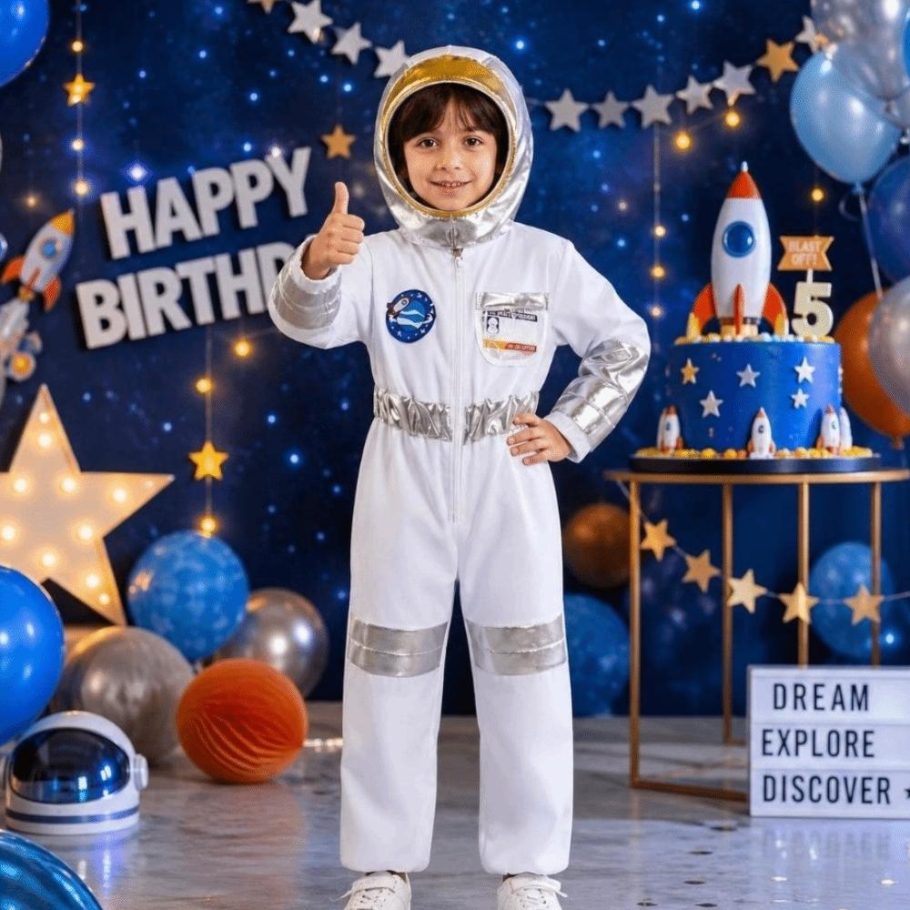 Jumpsuit Spaceman Costume With Hat Cosplay Costume Dress Up Space Suit Carnival Party
