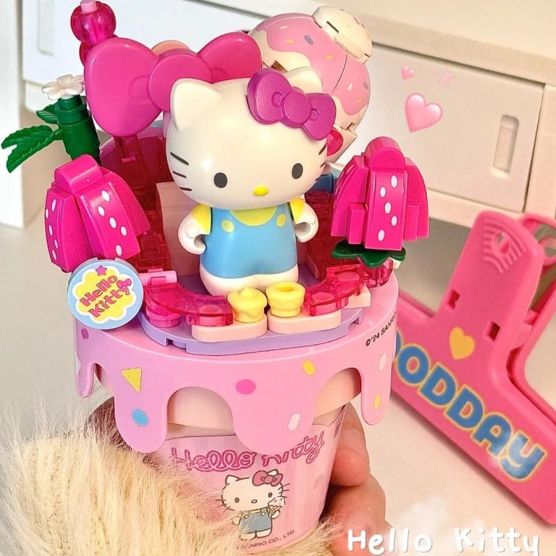 Новые конструкторы Keeppley Sanrio Хелло Китти Куроми Почакко Синнаморолл Мороженое Сборная модель Игрушка Украшения Подарок