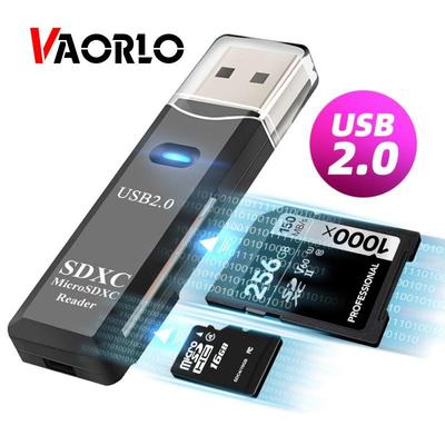 VAORLO Мини-кардридер USB2.0 2 в 1 для ПК Micro SD TF устройство чтения карт памяти адаптер для записи нескольких карт флэш-накопитель аксессуары для ноутбуков