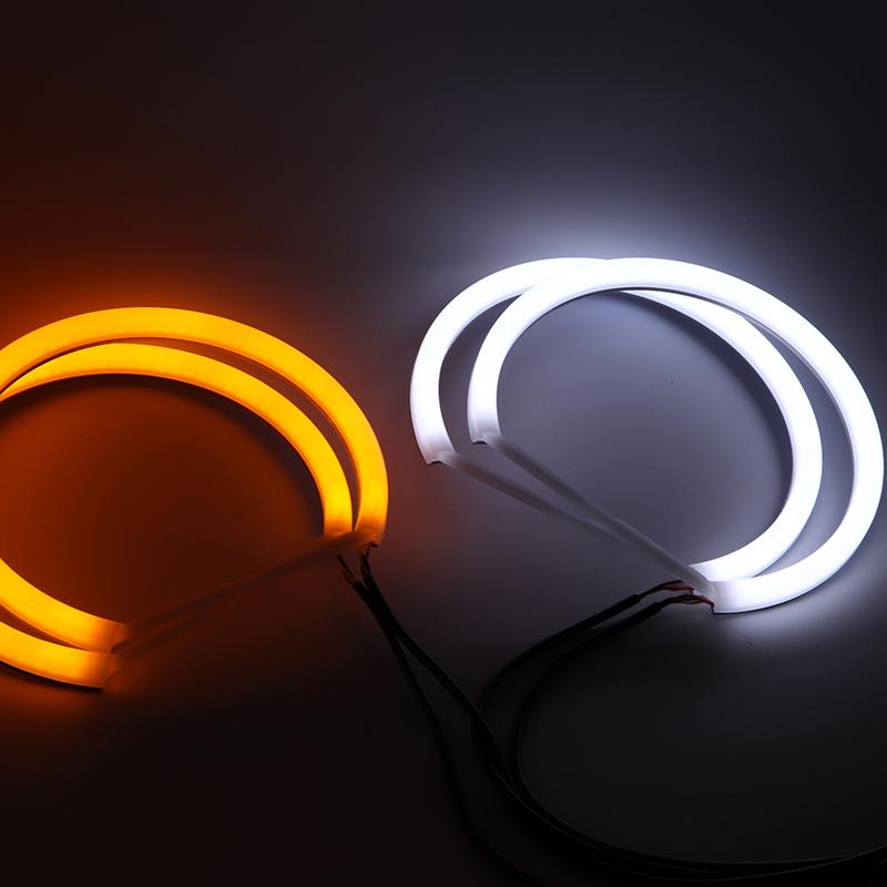 For BMW 3 Series E30 E36 M3 1982-2000 Cotton Switchback LED White Amber Angel Eye Rings DRL Turn Signal Light