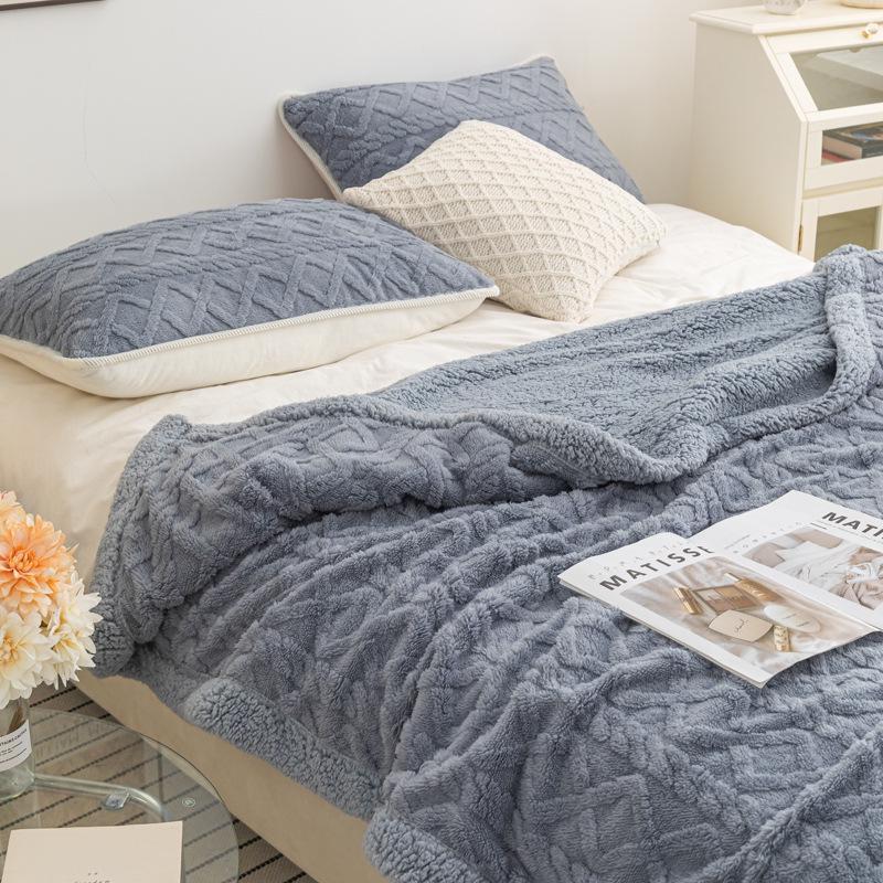 Плюшевый многоцветный плед из овечьей шерсти и тафты - Идеален для офиса, осени, зимы и всех сезонов