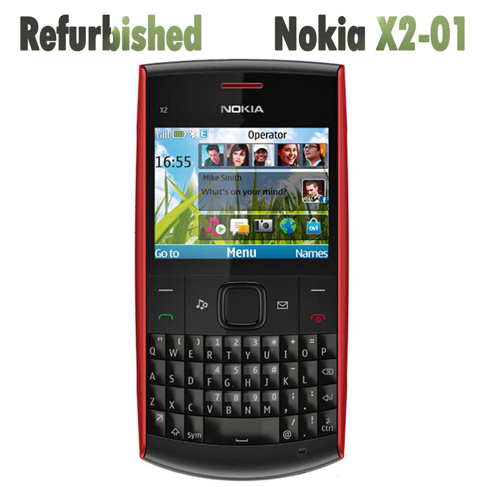 Восстановленный оригинальный мобильный телефон Nokia X2-01 с 1 SIM-картой