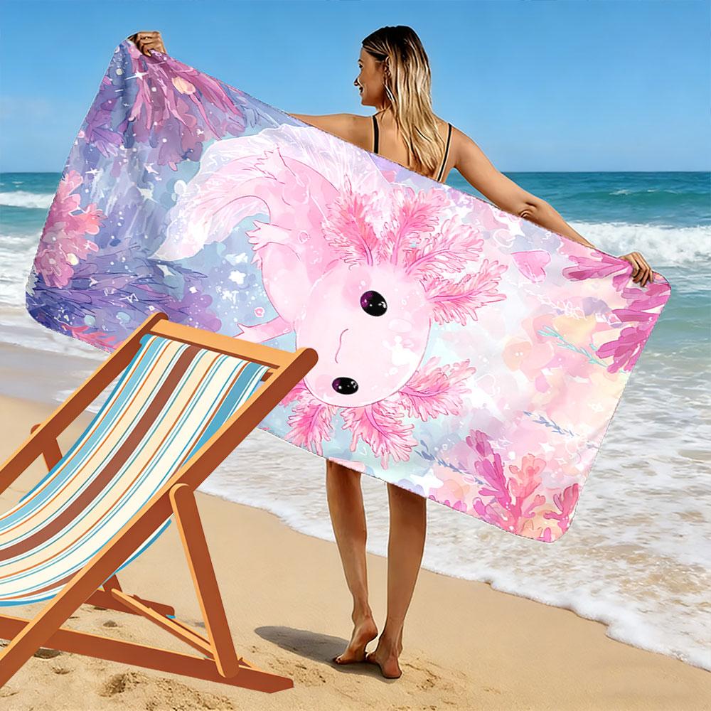 Axolotl Fantasy Watercolor Towel Beach Towel Quick-drying for Travel Outdoor Sports Jogging Beach and Swimming