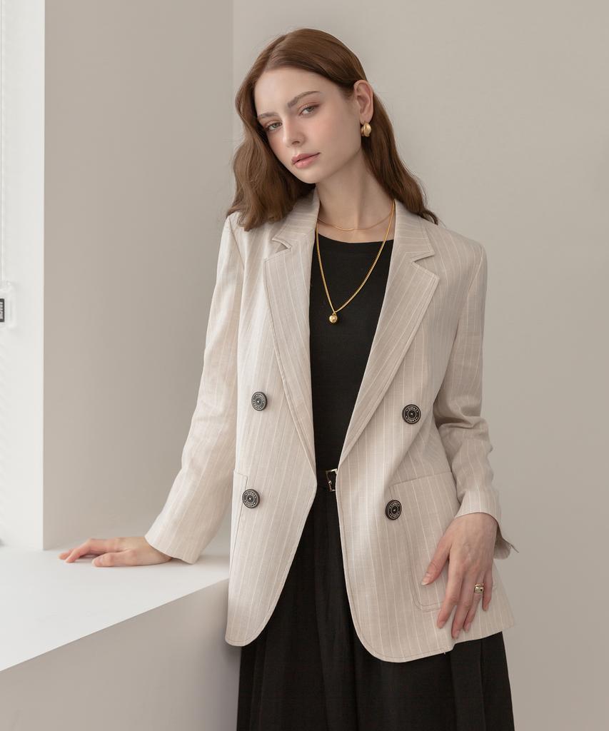 Lenic&Mccoy Pure Stripe Linen Jacket Ml06Jk209Hjy