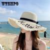 Шляпа от солнца с бантом и ремешком, простая соломенная шляпа с широкими полями и буквами, летние пляжные шляпы с тентом, подходящие для путешествий и отдыха на море