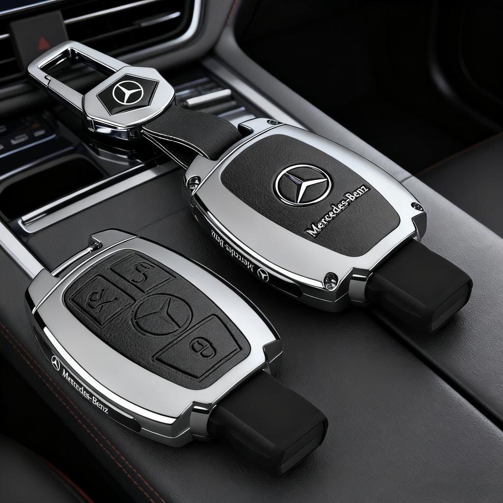 IUKOF1 Leather Car Key Case Cover Holder Protector For Mercedes Benz A B C E Class GLS GLA GLK GLC CLS CLA AMG W204 W205 W212 W463 W176