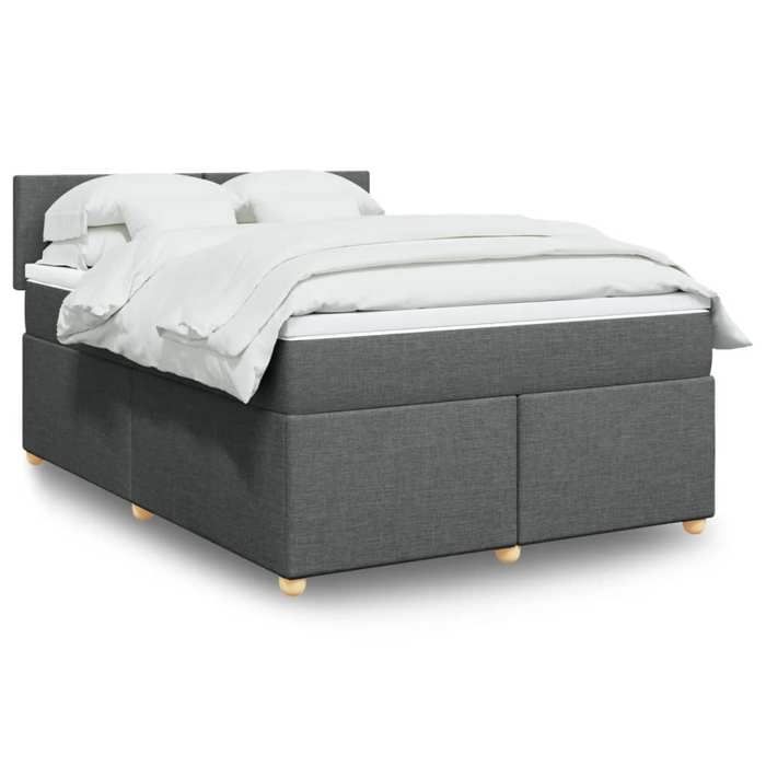 Maison Exclusive - Sommier à lattes de lit avec matelas Gris foncé 160x200cm Tissu