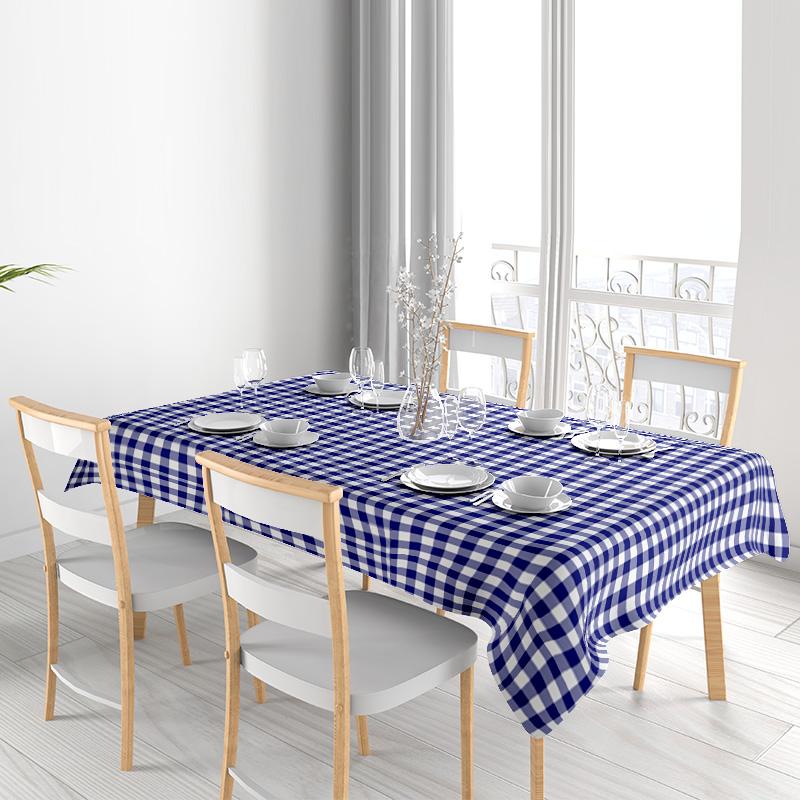 Premium Blue Gingham Tablecloth Reversible Classic Plaid Dining Room Decor Multiple Sizes Available