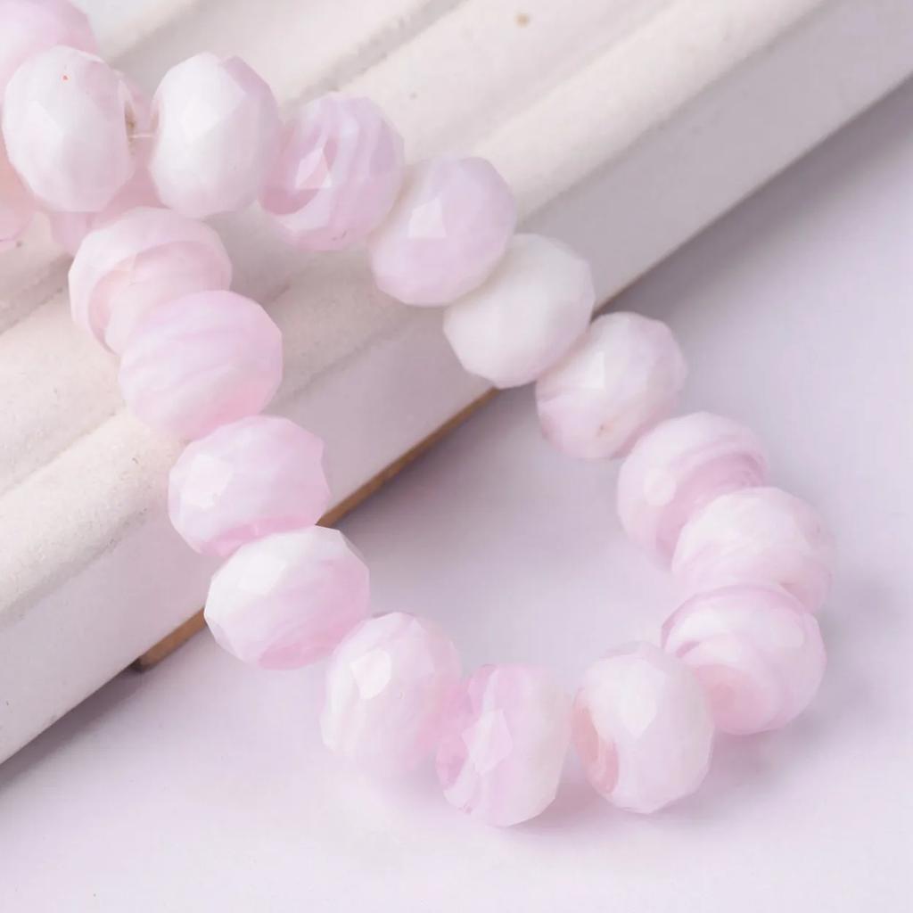 10pcs 12x8mm Rondelle Faceted Opaque Lampwork Glass Loose Spacer Beads For Jewelry Making DIY Crafts Findings